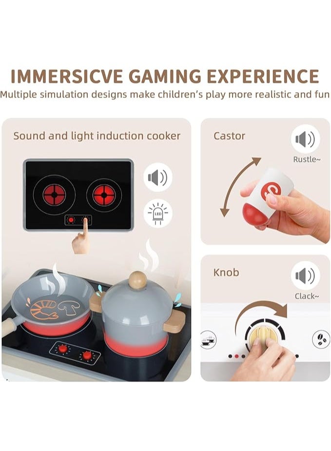 TOOKY TOY TOOK TOY Kids Play Kitchen Set, Kitchen Set for Toddlers with Plenty of Play Features, Sink, Oven, Stove, Dishwasher, Coffee Maker, Ice Maker and Microwave, Play Kitchen Sets for Kids Ages 4-8 - Image 2